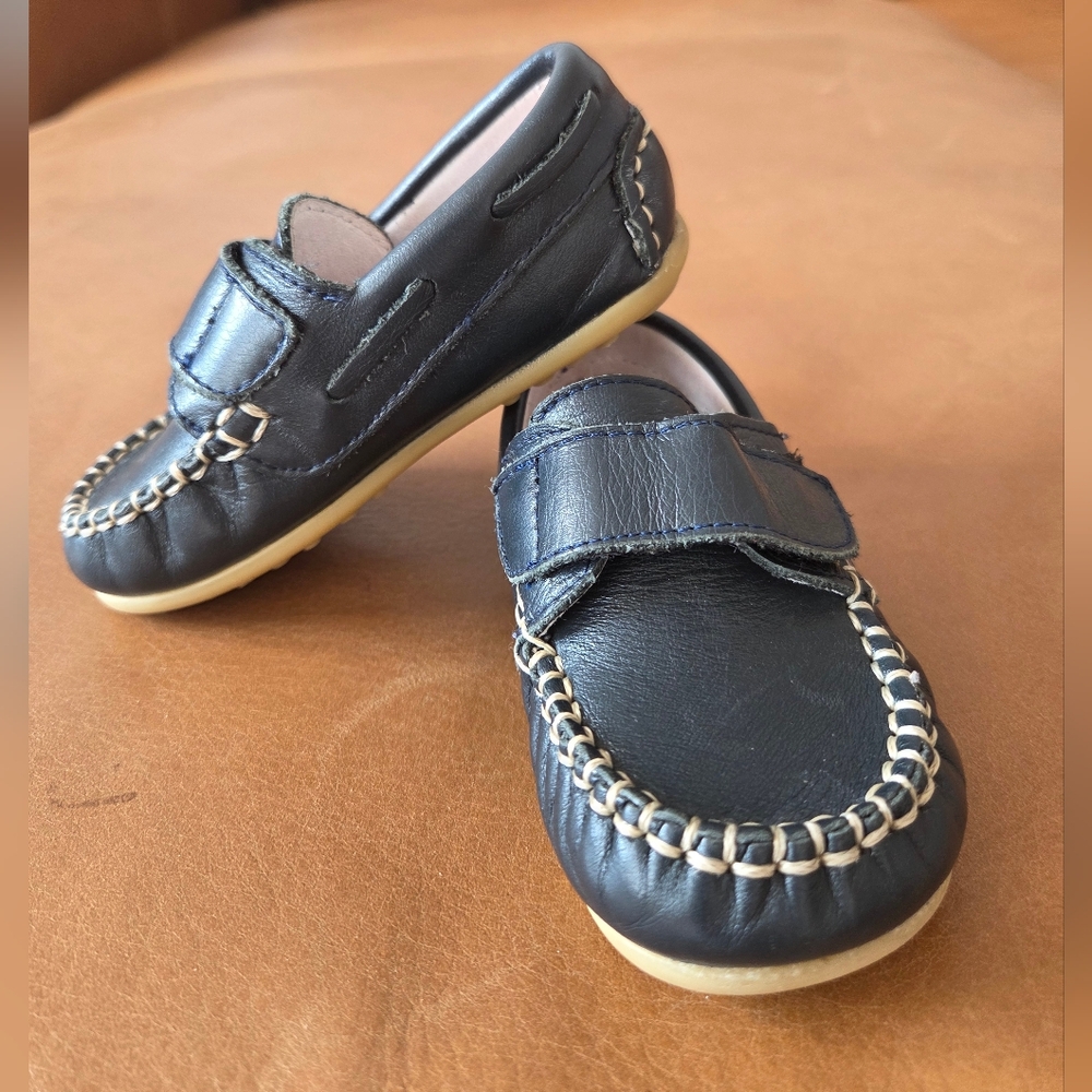 Petite Atelier Classic Navy Baby/Toddler Leather Moccasins